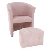 Cumpara ieftin Set fotoliu cu taburet tapiterie textil roz Rose 65x60x77 cm