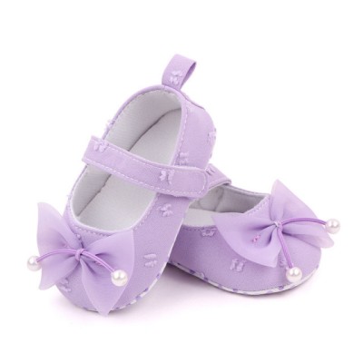Pantofiori lila cu fundita din tulle (Marime Disponibila: 3-6 luni (Marimea 18 foto