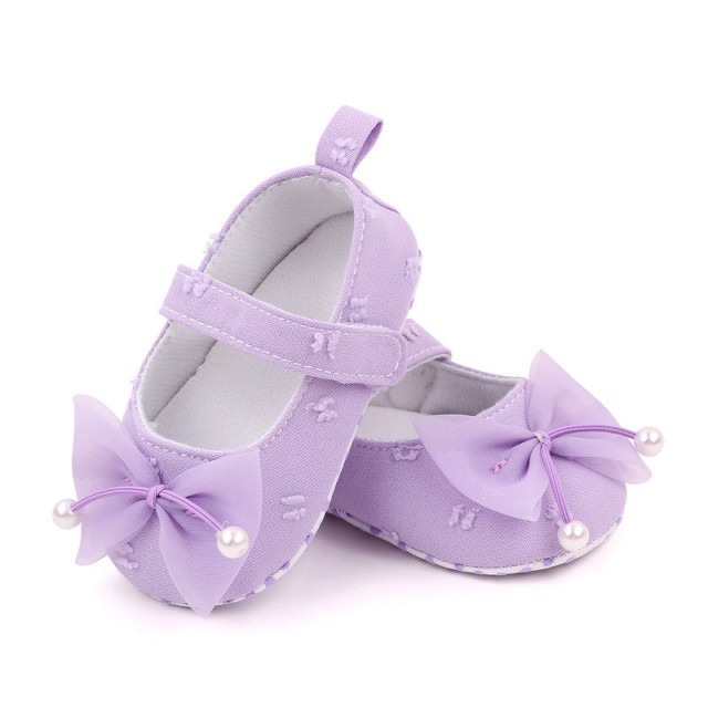 Pantofiori lila cu fundita din tulle (Marime Disponibila: 3-6 luni (Marimea 18