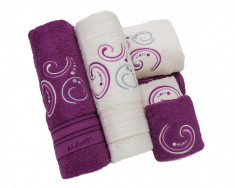 Set de 6 prosoape baie Valentini Bianco Mauve foto