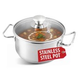 Oala din inox MagicHome Chloe 1,5 L, 16 cm, cu capac din sticla