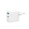 ALIMENTATOR retea 220V GEMBIRD, universal, 1 x USB Type-C D 65W, 1 x USB-A 3.0 QC 18W, indicator LED, tehnologie GaN, alb, &quot;TA-UC-PDQC65L-W-01&quot; (timbr