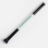 Pensula dubla pentru fard de ochi, 17 cm, cu cap plat si cap fluffy, CMCLASS