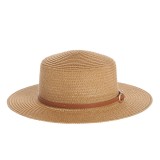 Palarie maro de vara cu accesoriu tip curea