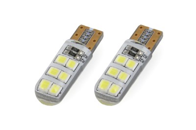 Bec de pozitie tip LED , silicon, T10 W2.1x9.5 W5W, 12V , 12 SMD 2835 , culoare alb , AMIO, set 2 buc AutoDrive ProParts foto