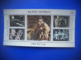 HOPCT TIMBRE SUEDIA MNH 987 MUZICA-BLOC -5 VALORI 1983-NESTAMPILAT