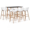 Set mobilier de bar, 7 piese, negru și alb