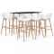 Set mobilier de bar, 7 piese, negru și alb