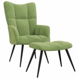 Cumpara ieftin Scaun de relaxare cu taburet, verde deschis, catifea