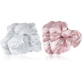 Brushworks Satin Scrunchies Pink &amp; White Elastice pentru par