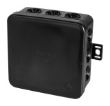 Cutie de jonctiune neagra E113SW din PE, 85x85x40mm, IP54, fara halogeni cu 15 insertii de 2,5 mm &sup2;