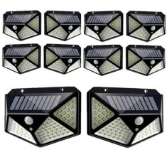 Set 10 Lampi Solare 100 LED uri, senzor de miscare, Negru