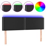 Cumpara ieftin Tablie de pat cu LED, negru, 144x5x78/88 cm, piele ecologica