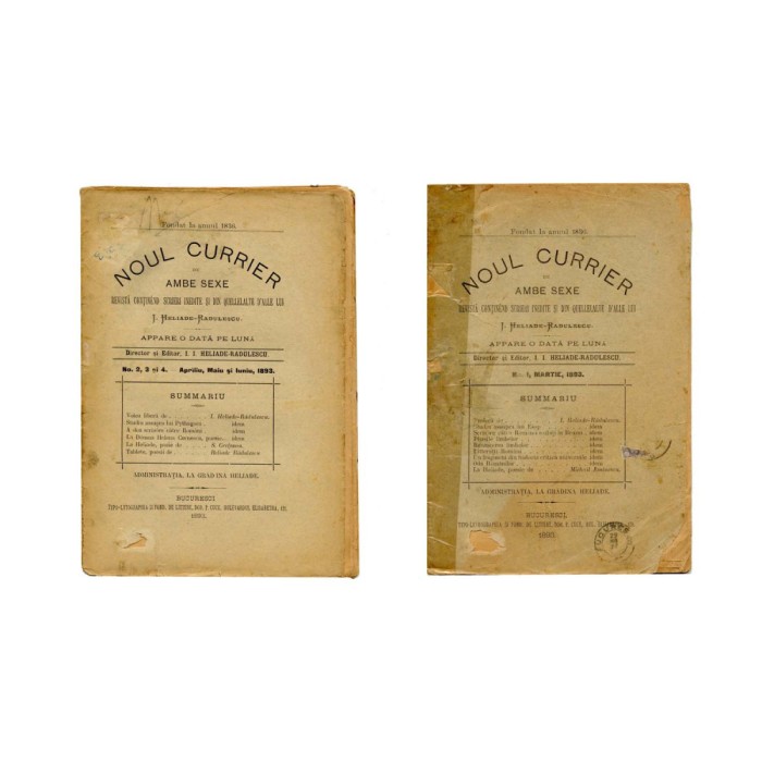 Noul curier de ambe sexe, nr. 1-4, 1893