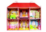 Jucarie casuta de papusi, pentru fetite, vila cu etaj si mobilier, LeanToys, 479