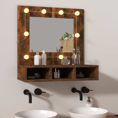vidaXL Dulap cu oglindă și LED, stejar fumuriu, 60x31,5x62 cm 820454