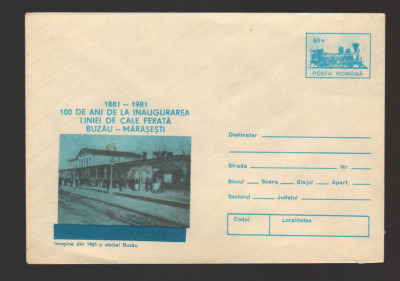 CPIB16928 INTREG POSTAL - 100 ANI CALE FERATA BUZAU - MARASESTI, IMAGINE 1905 BZ foto