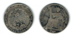 Indochina Franceza 1923 - 10 cent A, Ag, circulat foto