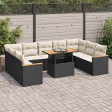 Cumpara ieftin Set canapele de grădină cu perne, 10 piese, negru, poliratan