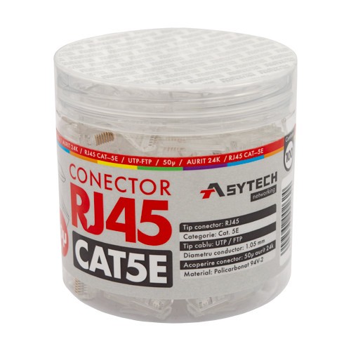 Mufa RJ-45 UTP Cat.5e, 50&micro; (100 buc) RJ45-CAT5E-50U-JAR