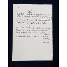 TUDOR JEBELEANU , MANUSCRIS , POEZIA &#039; CAL &#039; , ANII &#039;60