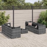 Cumpara ieftin Set mobilier de grădină cu perne, 7 piese, gri, poliratan