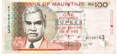 Mauritius 100 Rupee 2007 P-56 Seria 100163 foto