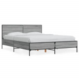 Cumpara ieftin Cadru de pat, gri sonoma, 140x200 cm, lemn prelucrat si metal