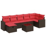 Cumpara ieftin Set canapele de gradina cu perne, 8 piese, maro, poliratan