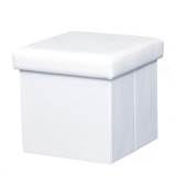 Taburet pliabil piele ecologica alba Tela 40x40x37 cm