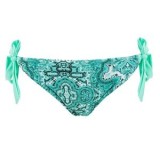 Slip costum de baie verde cu model paisley și legare laterală, CMCLASS