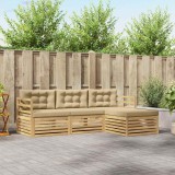 vidaXL Set de canapele de exterior cu pernă 4 pcs Alb și Bej Poliester 3390268
