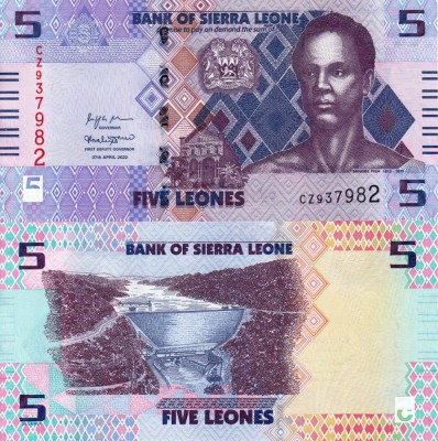 SIERRA LEONE 5 leones 2022 UNC!!! foto
