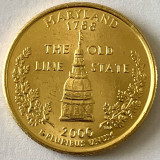 AMERICA QUARTER 1/4 DOLLAR 2000 LITERA D.(Maryland-STATUL DE LINIE VECHE) PLACAT, America de Nord, Cupru-Nichel