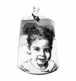 Medalion Inox Personalizat cu Poza si Text Fata/Verso, 43x26mm, Lant 60cm, Pandantiv Personalizabil, Breloc
