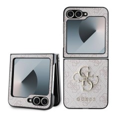 Husa Samsung Galaxy Z Flip6 Guess Leather 4G Metal Logo, roz, GUHCZF64GMGPI foto