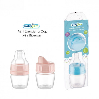 Mini biberon 2 in 1 Cana si biberon din sticla BabyJem 30 ml (Culoare: Somon) foto