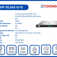 HP DL360 G10 2x Gold 6138 512GB P408i 2x PS Server 6 Luni Garantie