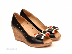 Pantofi negri dama eleganti - casual din piele naturala cod P193 foto