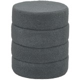 HOMCOM Taburet, rotund, cu blană de ursuleț, p&acirc;nă la 120 kg, &Oslash;40x45H cm, Gri &icirc;nchis | Aosom Romania