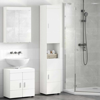 vidaXL Dulap de Baie cu ușă TULUM Alb 37 x 31.5 x 203 cm Lemn compozit 880351 foto