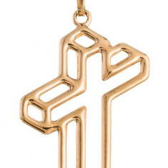 Panion cruce 3D placat cu aur, oțel chirurgical placat cu aur