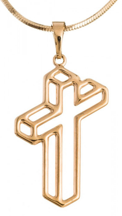 Panion cruce 3D placat cu aur, oțel chirurgical placat cu aur
