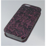 Husa iPhone 6 / 6S, Tip Carte, Letter Apple, Piele Ecologica, Protectie Completa, Culoare Rosu