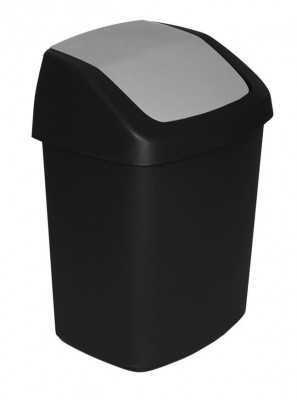 Coș de gunoi Curver SWING BIN, 15L, 24,8x30,6x41,8 cm, negru/gri, pentru gunoi foto