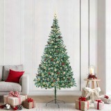 VidaXL Brad de Crăciun artificial cu 300 LED Verde 210 cm PVC și Oțel 3396727