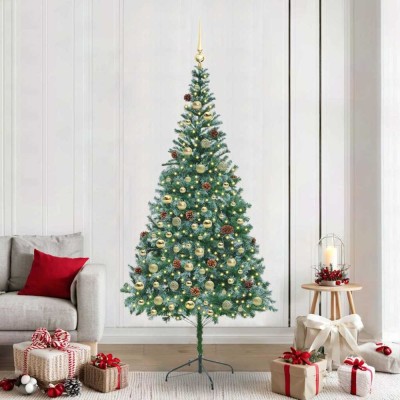 vidaXL Brad de Crăciun artificial cu 300 LED Verde 210 cm PVC și Oțel 3396727 foto