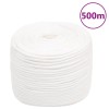 VidaXL Frânghie de barcă, alb complet, 8 mm, 500 m, polipropilenă