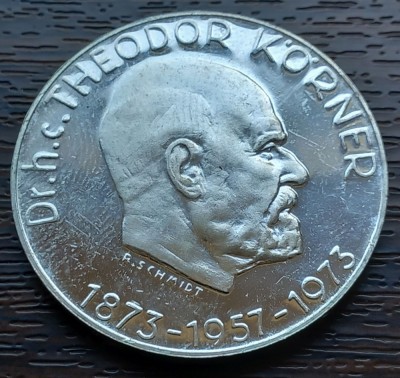 (A140) MONEDA DIN ARGINT AUSTRIA - 50 SCHILLING 1973, DR. THEODOR KORNER - PROOF foto
