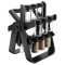 Set suport rotativ cu 18 recipiente pentru condimente, negru